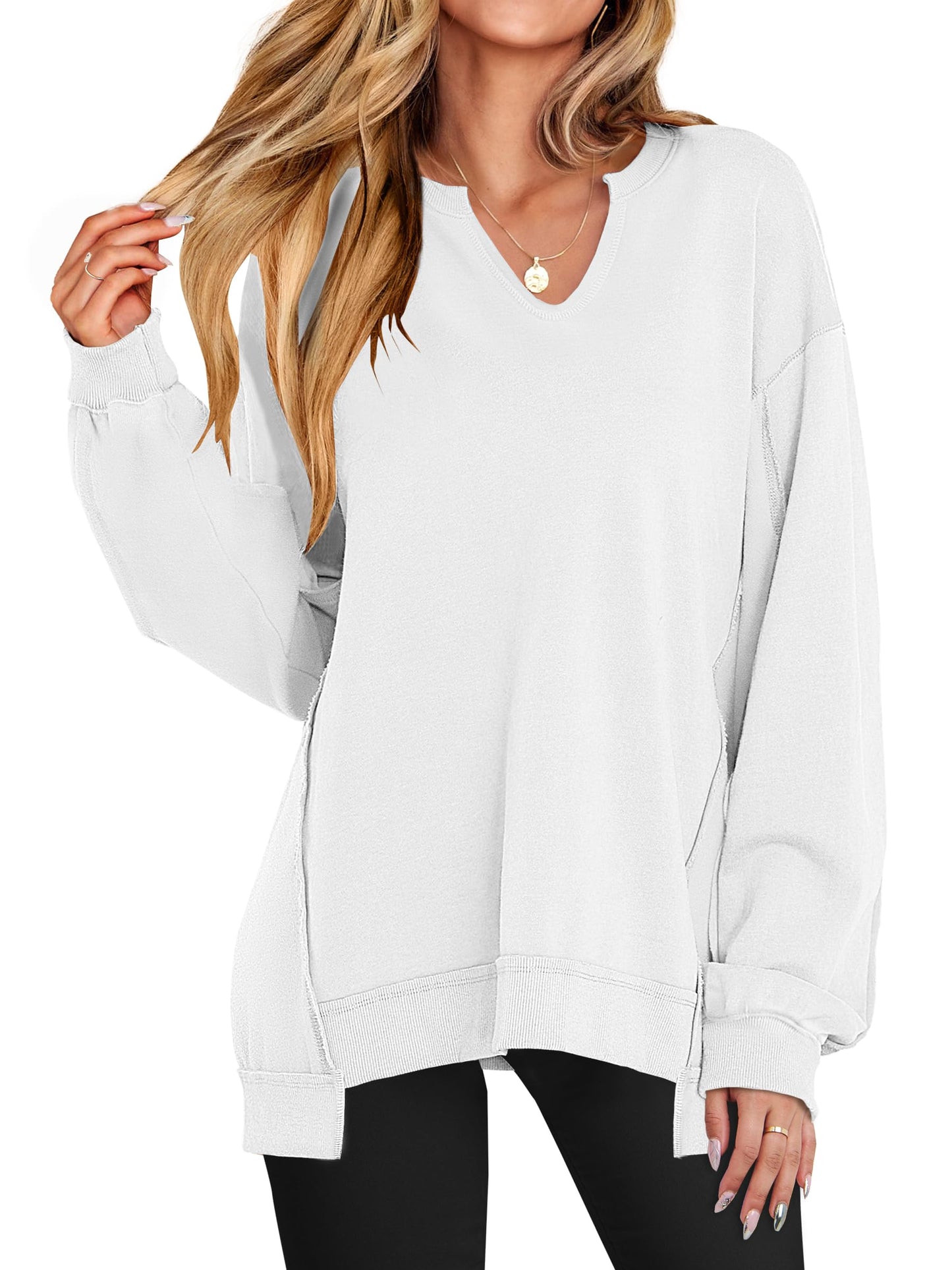 ✨Women's  Casual Oversized  V Neck Long Sleeve Sweatshirt