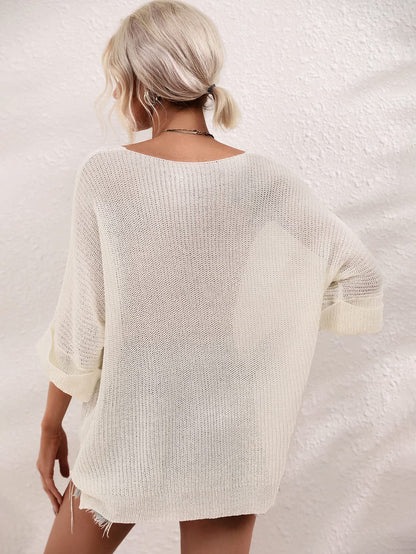 Limited time sale🔥Women's Oversized Batwing Short-Sleeve Knitting Pullover Top