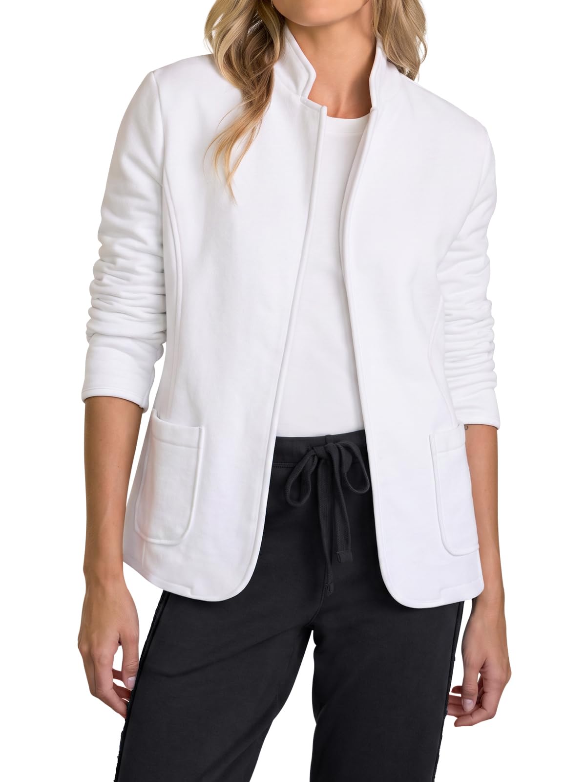 Womens Open Front Lapel Sweatshirt Blazer