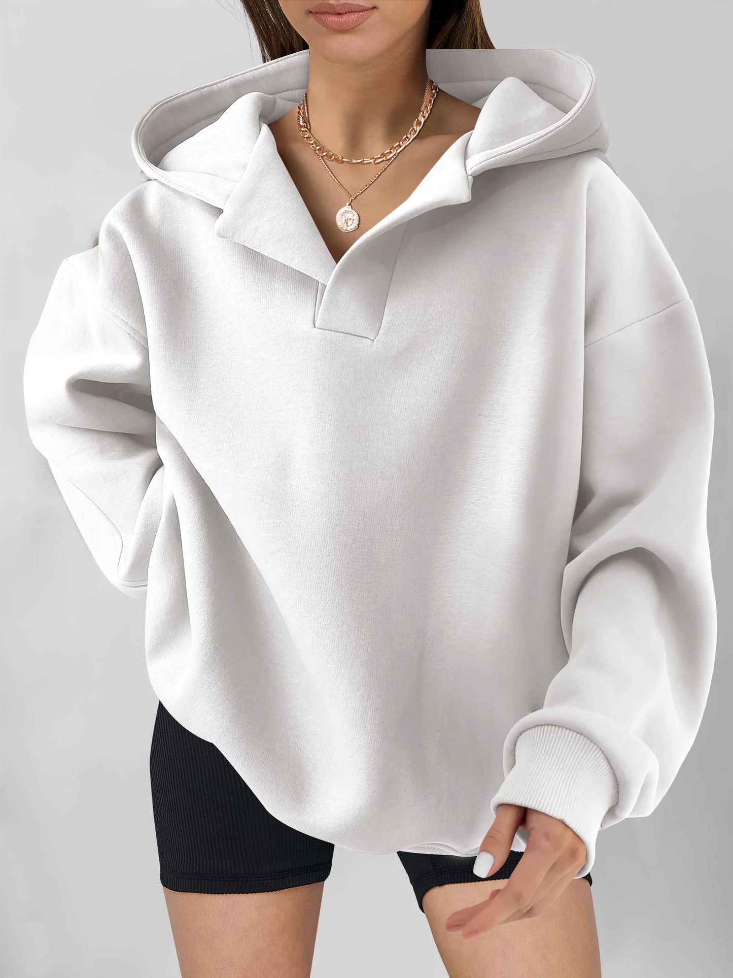⏰Hot Sale-Women's V Neck Oversized Hoodies