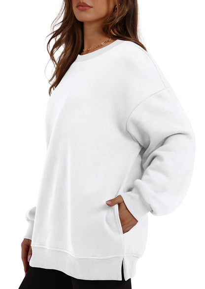 Women's Oversized Fleece Pullover with Hidden Pockets