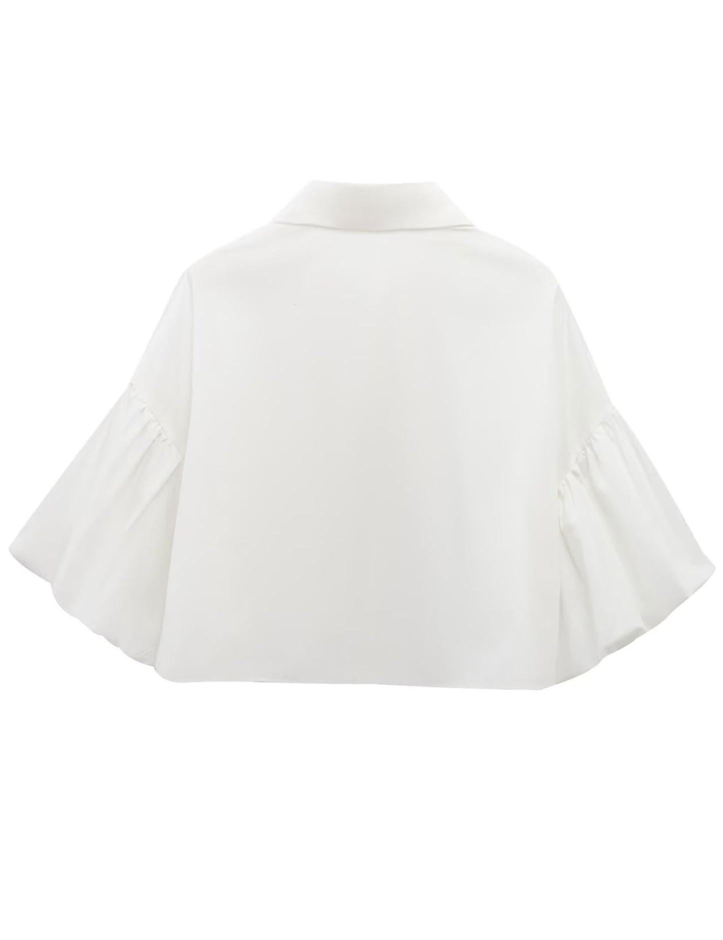 ✨Womens Cute Lantern Sleeve Collar Button Down Crop Tops