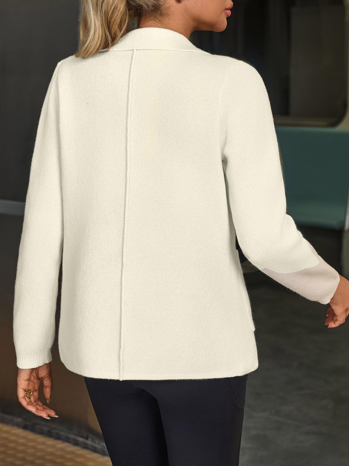 Women's Slim Fit Long Sleeve Knit Blazer Jacket
