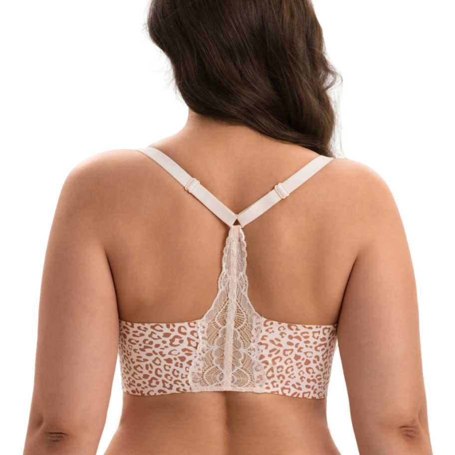 Women Lace Jelly Bra Bralettes Pullover Bra Seamless Wireless Deep V Racerback Bra