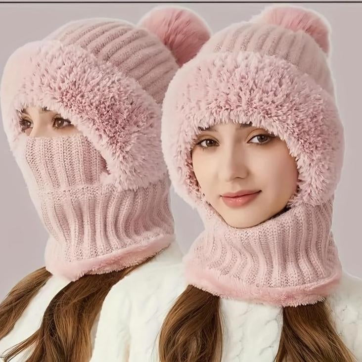✨Winter Fleece Knitted Hat and Warm Hooded Neck Gaiter