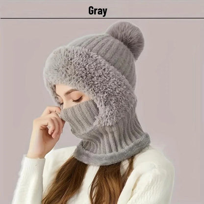 ✨Winter Fleece Knitted Hat and Warm Hooded Neck Gaiter