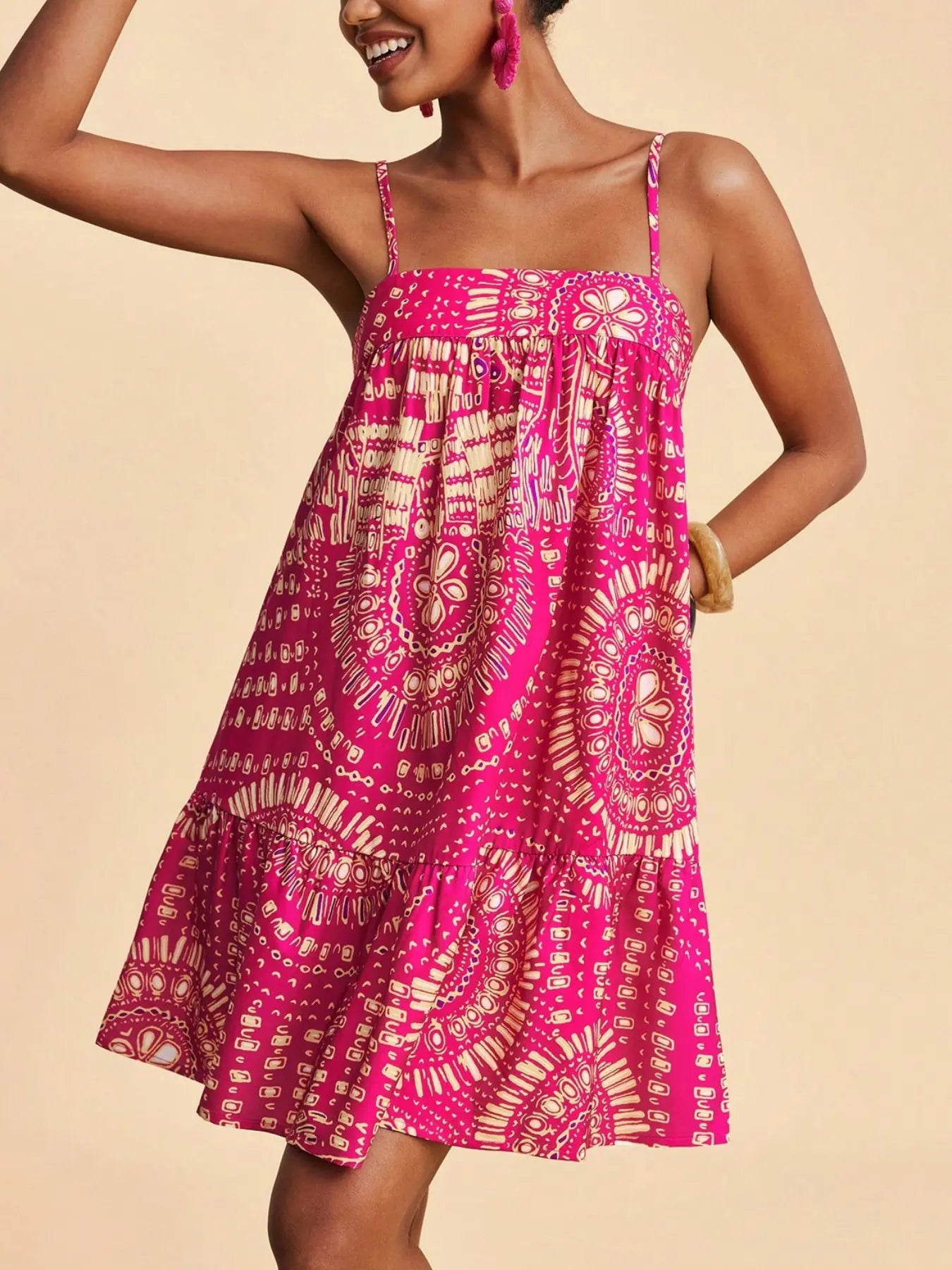 Women's Chic Floral Print Spaghetti Straps Bohemian Style Sundress