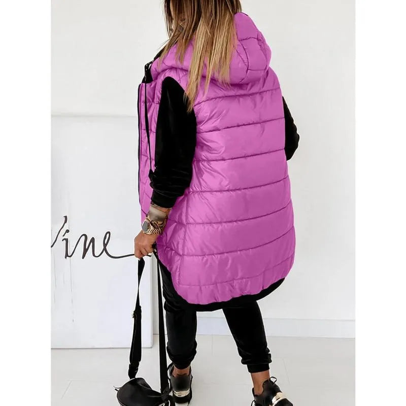 ⏰Hot Sale-Women's Hooded Outwear Vest Lightweight Zipper Up Padded Gilet With Pockets