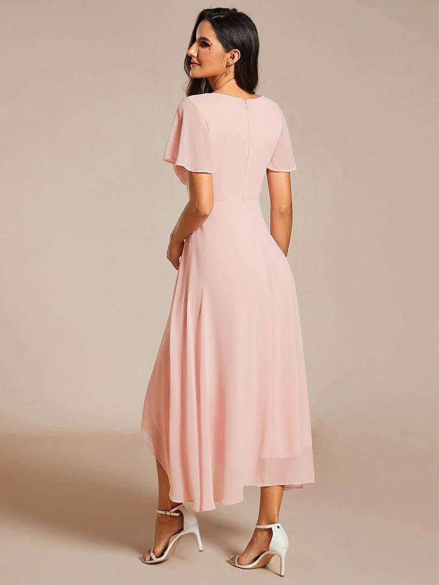✨Ruffles Sleeve Pleated V-Neck A-Line Midi Dress