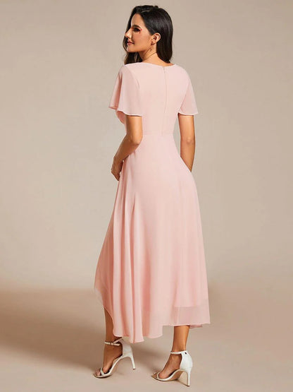 ✨Ruffles Sleeve Pleated V-Neck A-Line Midi Dress