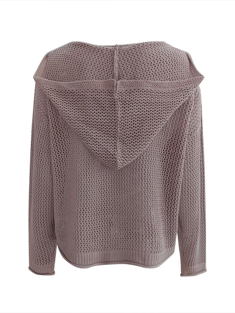 ✨Women's Solid Hollow Out Sheer Hooded Sweater
