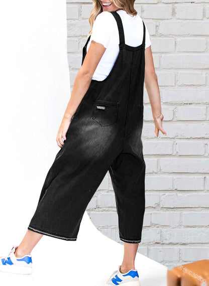 ✨Loose Fit Adjustable Strap Distressed Denim Bib Overalls