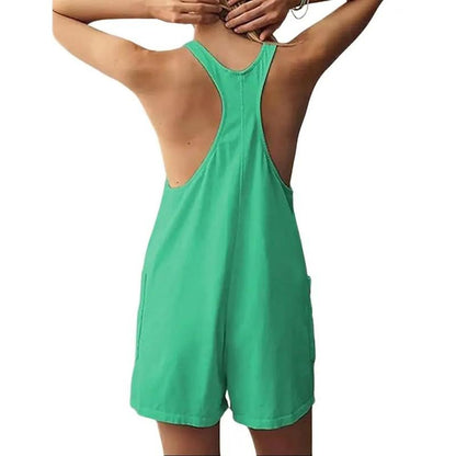 ✨Casual Sleeveless Rompers for Women Racerback Overall Shorts with Pockets