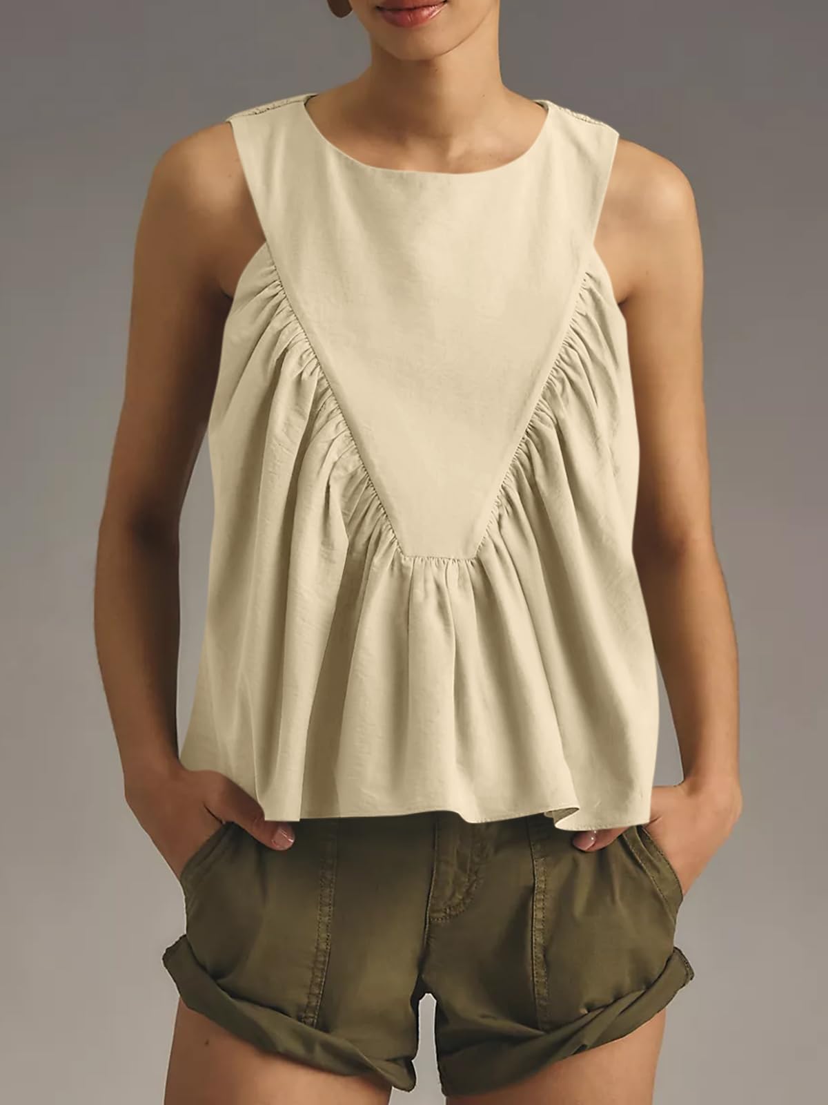 ✨Womens Peplum Babydoll Tank Tops Summer Sleeveless Loose T Shirts