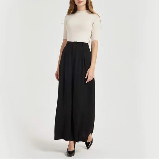 Women High Waist Casual Wide Leg Trousers