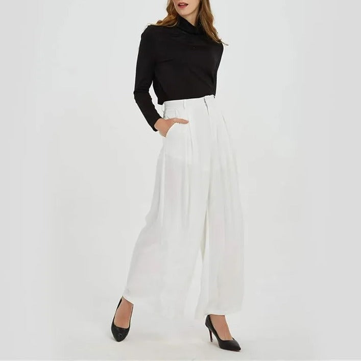 Women High Waist Casual Wide Leg Trousers