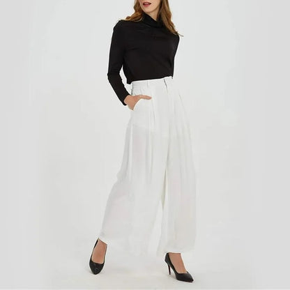 Women High Waist Casual Wide Leg Trousers