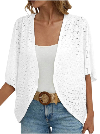 HOT SALE Women's Casual Lightweight Half Sleeve Hollow Cardigan