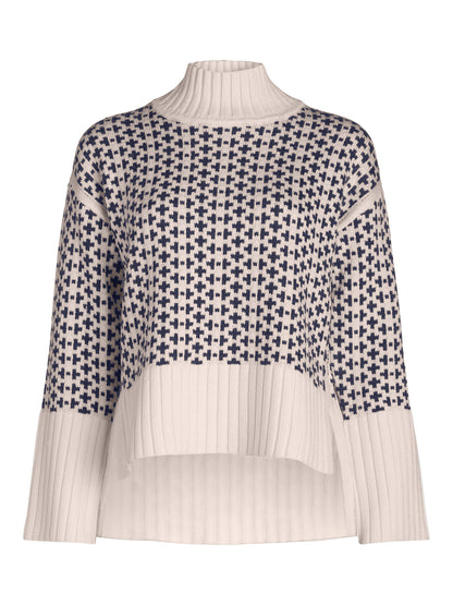 Women's Ribbed Stand Neck Sweater