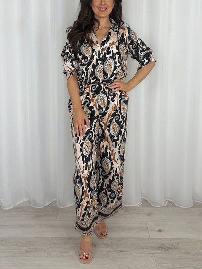 Luxury Paisley Print Button Up Shirt & Trouser Co-Ord