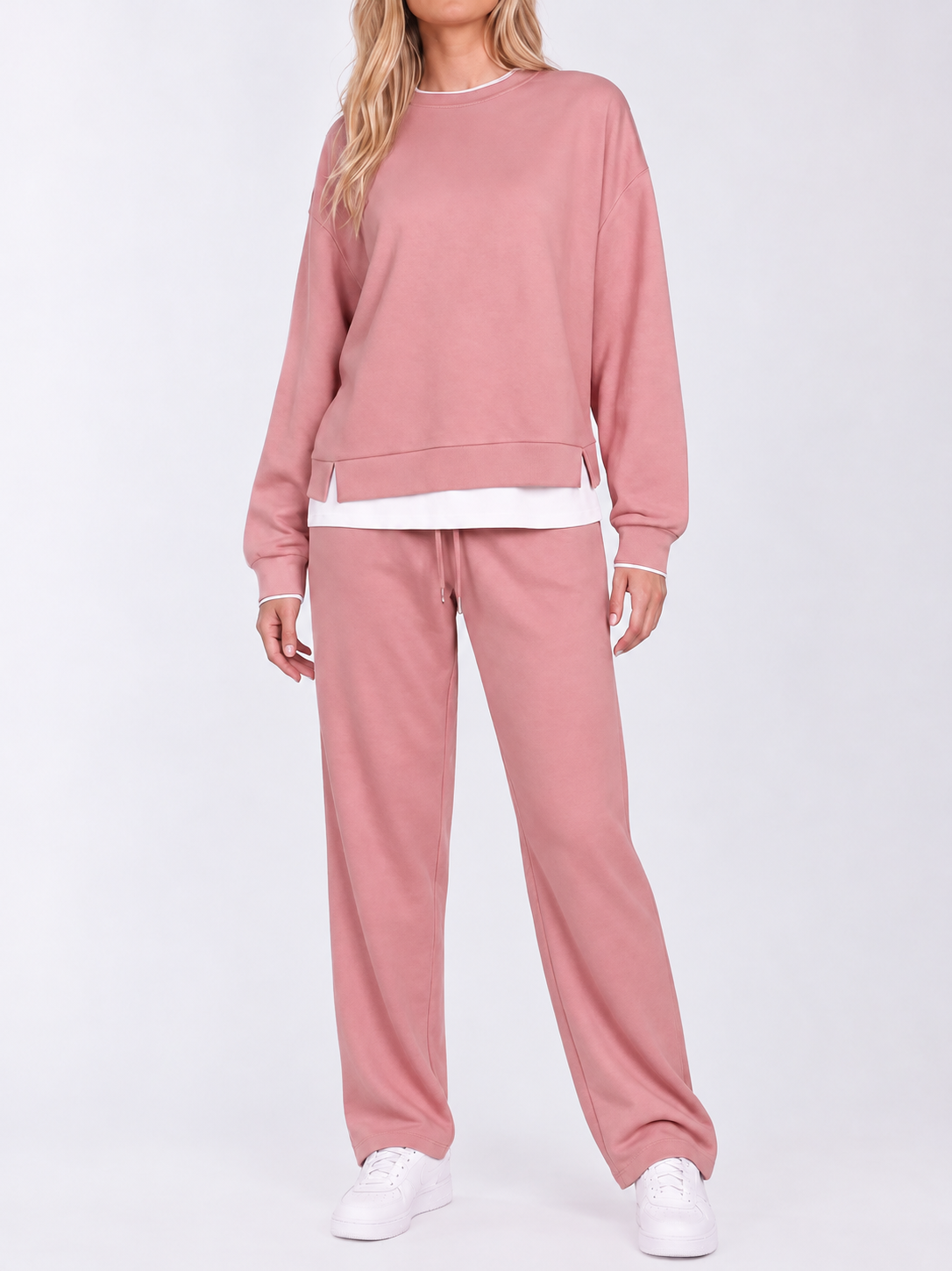 Hot Sale-Women's Fake Two‑Piece Sweatshirt Set