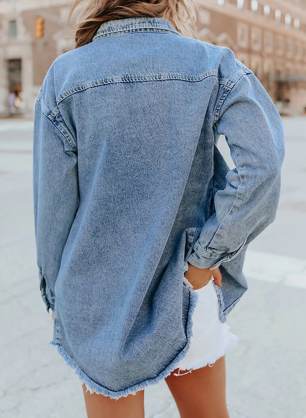 ✨Women's Casual Denim Button Down Distressed Jacket(Buy 2 10% OFF)