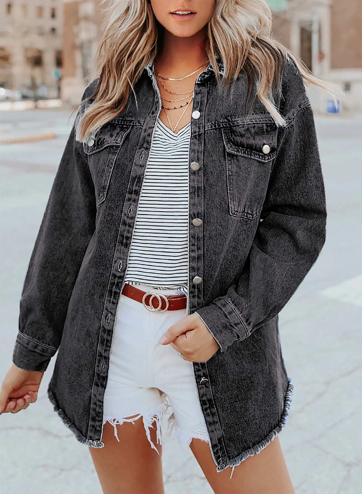 ✨Women's Casual Denim Button Down Distressed Jacket(Buy 2 10% OFF)