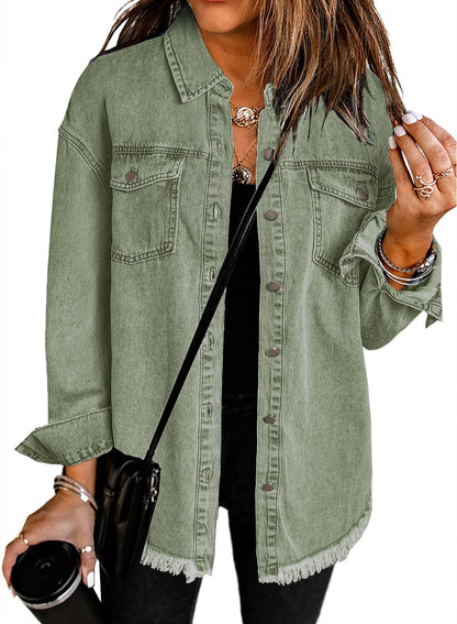 ✨Women's Casual Denim Button Down Distressed Jacket(Buy 2 10% OFF)