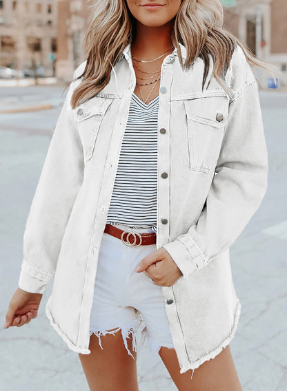 ✨Women's Casual Denim Button Down Distressed Jacket(Buy 2 10% OFF)