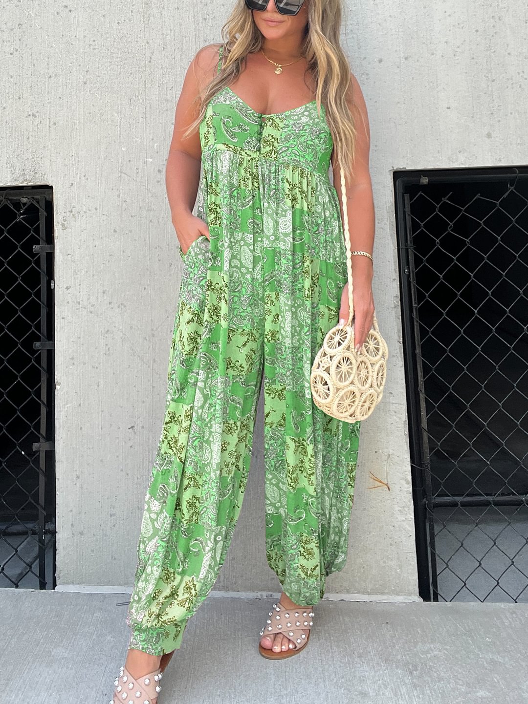 2023 Hot Sale Patchwork Print Loose Jumpsuit (Buy 2 Free Shipping)