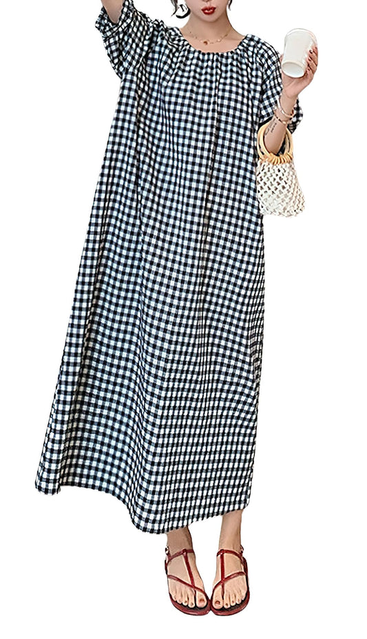 Women's Summer Plaid Loose Casual Dress
