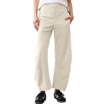 High Elastic Waist Quick Dry Wide Leg Travel Pants With Pockets