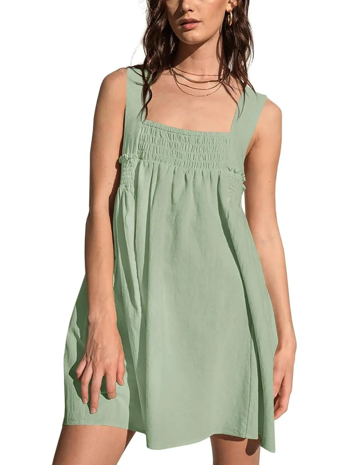 Women 's Summer Casual Sleeveless Square Neck Mini Dress