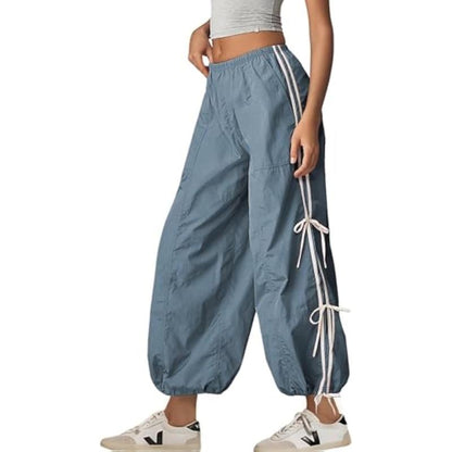✨ Women's Parachute Pants Elastic High Waist Full Twist Hiking Cargo Pants