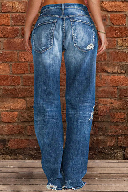 New Style Ripped Low Waist Straight Leg Jeans(Buy 2 Free Shipping)