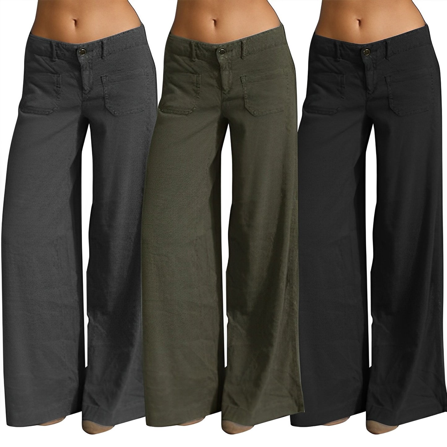 Dual Pocket Front Wide Leg Jeans