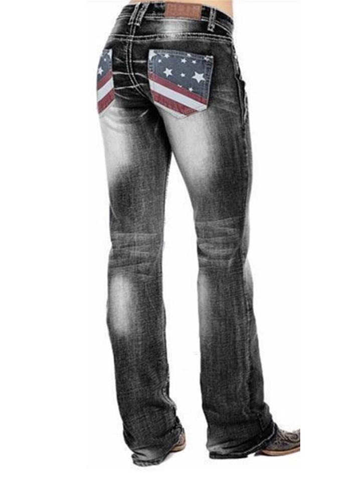 Women's American Flag Stretch Washed Bootcut Jeans