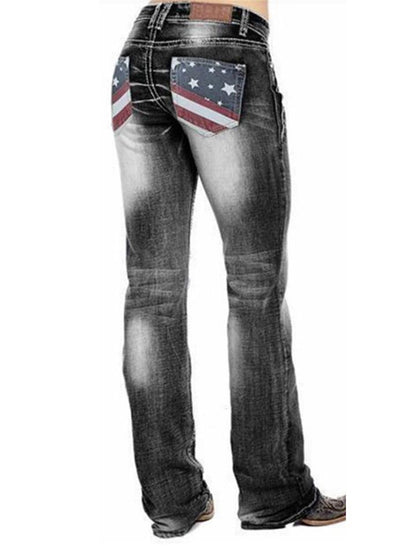 Women's American Flag Stretch Washed Bootcut Jeans