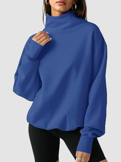 🎀Oversized Mock Neck Drop Shoulder Long Sleeve Sweatshirt