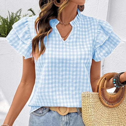 2026 Spring/Summer Women's Casual Plaid Blouse