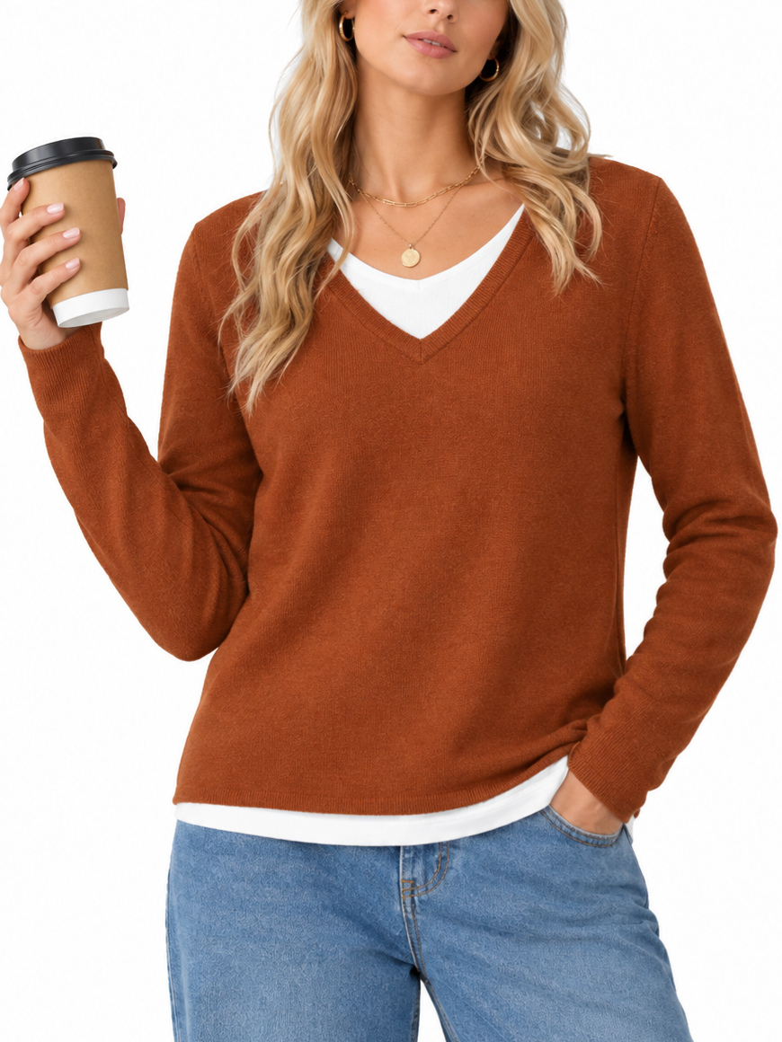 Women 2-in-1 Layered Knit Top
