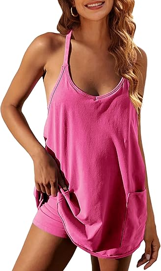 Women's Halter Neck Backless 2 Piece Outfit with Pockets
