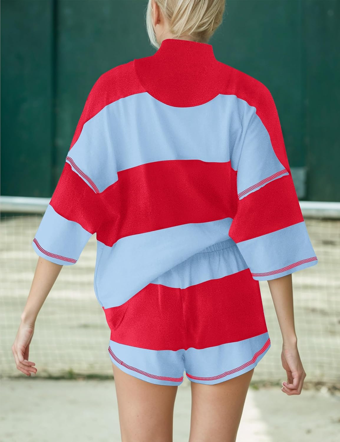 ✨Women's Summer Oversized Striped Shirt and Shorts Sets