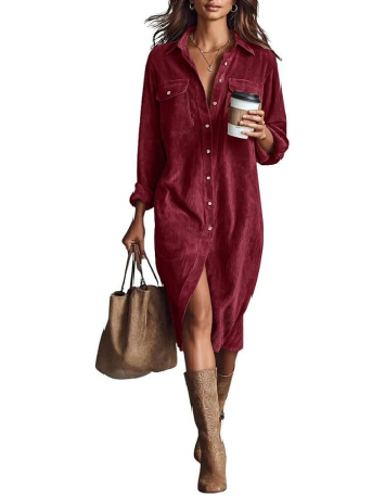 🎀Timeless Fall Lapel Midi Shirt Dress