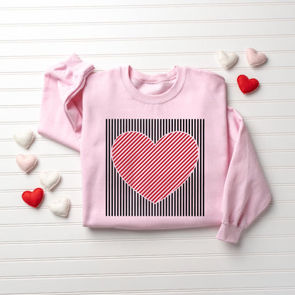 ✨Retro Valentines Heart Stripe Print Sweatshirt