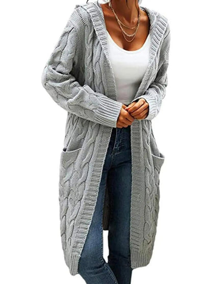Hooded Cable‑Knit Long Cardigan | Elevated Relaxed Silhouette