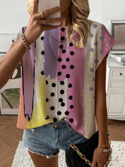 Women's  Print Drop-Shoulder Knit Top