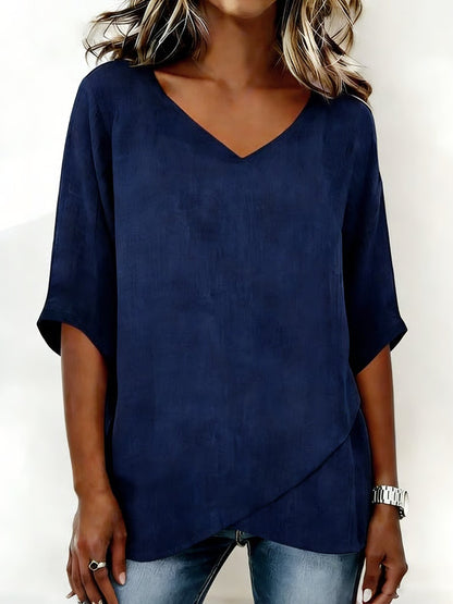 Women's V-Neck Irregular Hem Top