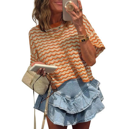 Womens Striped Color Block Tops