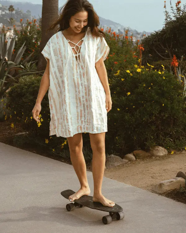 Women's Boho Lace Up Cover Up Dress